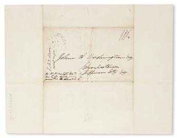 (SLAVERY AND ABOLITION--MOUNT VERNON.) [WASHINGTON, JOHN AUGUSTINE.] Letter from slave dealer L.M.D. Moore regarding two black smiths a
